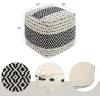 COTTON CRAFT Hand Tufted Pouf – Bedroom Dorm Home Accent – Foot Stool – Ottoman – Bean Bag – Versatile Modern Comfortable Prefilled Woven Cotton Square Pouf Footrest – 16x16x16 inches – Ivory(Ivory Black Aztec)