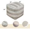 COTTON CRAFT Hand Tufted Pouf – Bedroom Dorm Home Accent – Foot Stool – Ottoman – Bean Bag – Versatile Modern Comfortable Prefilled Woven Cotton Square Pouf Footrest – 16x16x16 inches – Ivory(Grey Dhurrie)