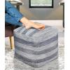 COTTON CRAFT Hand Tufted Pouf – Bedroom Dorm Home Accent – Foot Stool – Ottoman – Bean Bag – Versatile Modern Comfortable Prefilled Woven Cotton Square Pouf Footrest – 16x16x16 inches – Ivory(Blue Dhurrie)