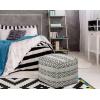 COTTON CRAFT Hand Tufted Pouf – Bedroom Dorm Home Accent – Foot Stool – Ottoman – Bean Bag – Versatile Modern Comfortable Prefilled Woven Cotton Square Pouf Footrest – 16x16x16 inches – Ivory(Ivory Black Stripe)