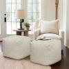 COTTON CRAFT Hand Tufted Pouf – Bedroom Dorm Home Accent – Foot Stool – Ottoman – Bean Bag – Versatile Modern Comfortable Prefilled Woven Cotton Square Pouf Footrest – 16x16x16 inches – Ivory(Ivory Dhurrie)