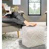 COTTON CRAFT Hand Tufted Pouf – Bedroom Dorm Home Accent – Foot Stool – Ottoman – Bean Bag – Versatile Modern Comfortable Prefilled Woven Cotton Square Pouf Footrest – 16x16x16 inches – Ivory(Ivory Tufted)