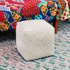 COTTON CRAFT Hand Tufted Pouf – Bedroom Dorm Home Accent – Foot Stool – Ottoman – Bean Bag – Versatile Modern Comfortable Prefilled Woven Cotton Square Pouf Footrest – 16x16x16 inches – Ivory(Ivory Tufted)