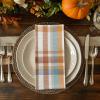 COTTON CRAFT Harvest Plaid Cloth Napkin – Set of 12 Pure Cotton Dinner Napkins – Everyday Fall Halloween Thanksgiving Holiday Party Table Napkin Gift – Reusable Napkin – 17×17 – Rust Orange Multi(Blue Rust Multi)