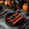 COTTON CRAFT Harvest Plaid Cloth Napkin – Set of 12 Pure Cotton Dinner Napkins – Everyday Fall Halloween Thanksgiving Holiday Party Table Napkin Gift – Reusable Napkin – 17×17 – Rust Orange Multi(Orange Black)