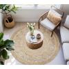 COTTON CRAFT Jute Braided Area Rug – 4 Feet Round – Boho Farmhouse Rustic Vintage Area Accent Throw Rug – Handwoven Reversible Natural – Living Room Den Study Home Décor Gift – Natural