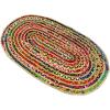 COTTON CRAFT Jute Chindi Braid Rag Rug – Boho Farmhouse Rustic Area Accent Throw Rug – Handwoven Reversible Natural Recycled Cotton – Living Room Den Study Home Décor Gift – 4 Feet Round – Multi Color(5′ x 8′ (Oval))