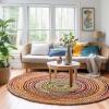 COTTON CRAFT Jute Chindi Braid Rag Rug – Boho Farmhouse Rustic Area Accent Throw Rug – Handwoven Reversible Natural Recycled Cotton – Living Room Den Study Home Décor Gift – 4 Feet Round – Multi Color(8′ (Round))