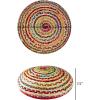 COTTON CRAFT Jute Chindi Braid Rag Rug – Boho Farmhouse Rustic Area Accent Throw Rug – Handwoven Reversible Natural Recycled Cotton – Living Room Den Study Home Décor Gift – 4 Feet Round – Multi Color(Floor Pillow)