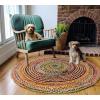 COTTON CRAFT Jute Chindi Braid Rag Rug – Boho Farmhouse Rustic Area Accent Throw Rug – Handwoven Reversible Natural Recycled Cotton – Living Room Den Study Home Décor Gift – 4 Feet Round – Multi Color(4′ (Round))
