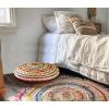 COTTON CRAFT Jute Chindi Braid Rag Rug – Boho Farmhouse Rustic Area Accent Throw Rug – Handwoven Reversible Natural Recycled Cotton – Living Room Den Study Home Décor Gift – 4 Feet Round – Multi Color(Floor Pillow)