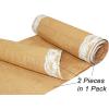 COTTON CRAFT Jute Table Runner – 2 Pack Natural Burlap White Lace Trim XL Tablerunners – Harvest Autumn Fall Thanksgiving Holiday Christmas Festive Party Farmhouse Dining Kitchen Tabletop -12×108 in(White Border)
