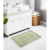 COTTON CRAFT Luxurious Bath Mat Rug – Set of 2 Reversible Heavyweight Step Out Bath Mats for Bathroom Floor, Tub and Shower – Pure Cotton Soft Plush Absorbent Hand Tufted Mat – 17 x 24 – Charcoal Grey(Sage)