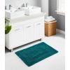 COTTON CRAFT Luxurious Bath Mat Rug – Set of 2 Reversible Heavyweight Step Out Bath Mats for Bathroom Floor, Tub and Shower – Pure Cotton Soft Plush Absorbent Hand Tufted Mat – 17 x 24 – Charcoal Grey(Teal)
