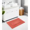 COTTON CRAFT Luxurious Bath Mat Rug – Set of 2 Reversible Heavyweight Step Out Bath Mats for Bathroom Floor, Tub and Shower – Pure Cotton Soft Plush Absorbent Hand Tufted Mat – 17 x 24 – Charcoal Grey(Coral)