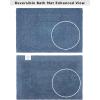 COTTON CRAFT Luxurious Bath Mat Rug – Set of 2 Reversible Heavyweight Step Out Bath Mats for Bathroom Floor, Tub and Shower – Pure Cotton Soft Plush Absorbent Hand Tufted Mat – 17 x 24 – Charcoal Grey(Azure Blue)