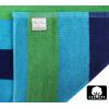 COTTON CRAFT Oversized Extra Wide XL Beach Blanket Towel for Two – 58×68-100% Cotton Velour – Big & Huge – Pool Picnic Bath Jacquard Thick Plush Super Soft Luxury – 450 GSM – Summer Trellis Pool Blue(Cabana Stripe – Blue)