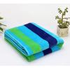 COTTON CRAFT Oversized Extra Wide XL Beach Blanket Towel for Two – 58×68-100% Cotton Velour – Big & Huge – Pool Picnic Bath Jacquard Thick Plush Super Soft Luxury – 450 GSM – Summer Trellis Pool Blue(Cabana Stripe – Blue)