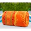 COTTON CRAFT Oversized Extra Wide XL Beach Blanket Towel for Two – 58×68-100% Cotton Velour – Big & Huge – Pool Picnic Bath Jacquard Thick Plush Super Soft Luxury – 450 GSM – Summer Trellis Pool Blue(Sunshine Orange Yellow)