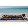 COTTON CRAFT Oversized Extra Wide XL Beach Blanket Towel for Two – 58×68-100% Cotton Velour – Big & Huge – Pool Picnic Bath Jacquard Thick Plush Super Soft Luxury – 450 GSM – Summer Trellis Pool Blue(Cabana Stripe – Navy)