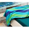 COTTON CRAFT Oversized Extra Wide XL Beach Blanket Towel for Two – 58×68-100% Cotton Velour – Big & Huge – Pool Picnic Bath Jacquard Thick Plush Super Soft Luxury – 450 GSM – Summer Trellis Pool Blue(Cabana Stripe – Blue)