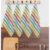 COTTON CRAFT Oversized Kitchen Towels – 4 Pack 100% Cotton Basketweave Tea Dish Towels – Absorbent Reusable Low Lint Quick Dry – Cooking Drying Restaurant Bar Cleaning Cloth Napkin -20×30 Coral Stripe(Multicolor)