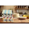 COTTON CRAFT Oversized Kitchen Towels – 4 Pack 100% Cotton Basketweave Tea Dish Towels – Absorbent Reusable Low Lint Quick Dry – Cooking Drying Restaurant Bar Cleaning Cloth Napkin -20×30 Coral Stripe(Linen)