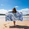 COTTON CRAFT Oversized XL Beach Towel 39 x 68-2 Pack – 100% Cotton Velour – Big & Huge – Pool Picnic Bath Towels – Jacquard Terry Thick Plush Super Soft Luxury – 450 GSM – Blue Tiles(Surf Blue)