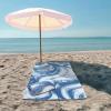 COTTON CRAFT Oversized XL Beach Towel 39 x 68-2 Pack – 100% Cotton Velour – Big & Huge – Pool Picnic Bath Towels – Jacquard Terry Thick Plush Super Soft Luxury – 450 GSM – Blue Tiles(Surf Blue)
