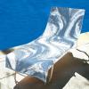 COTTON CRAFT Pool Lounge Chair Cover – 2 Pack – Chaise Beach Picnic Spa Towel – Cabana Stripe – Soft Premium Ringspun Terry Cotton – Oversized – 32 inch wide x 82 inch long with 7 inch Pocket – Orange(Waves – Surf Blue)