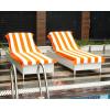 COTTON CRAFT Pool Lounge Chair Cover – 2 Pack – Chaise Beach Picnic Spa Towel – Cabana Stripe – Soft Premium Ringspun Terry Cotton – Oversized – 32 inch wide x 82 inch long with 7 inch Pocket – Orange(Orange White)