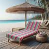 COTTON CRAFT Pool Lounge Chair Cover – 2 Pack – Chaise Beach Picnic Spa Towel – Cabana Stripe – Soft Premium Ringspun Terry Cotton – Oversized – 32 inch wide x 82 inch long with 7 inch Pocket – Orange(Pink Multi Stripe)