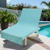 COTTON CRAFT Pool Lounge Chair Cover – 2 Pack 100% Cotton Soft Ringspun Terry Towel Chaise Patio Picnic Spa Sun Lounger Beach Lounge Chair Cover – Oversized 32 in W x 82 in L x 7 in Pocket – Navy Blue(Waffle – Blue)