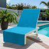 COTTON CRAFT Pool Lounge Chair Cover – 2 Pack 100% Cotton Soft Ringspun Terry Towel Chaise Patio Picnic Spa Sun Lounger Beach Lounge Chair Cover – Oversized 32 in W x 82 in L x 7 in Pocket – Navy Blue(Aqua)
