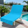 COTTON CRAFT Pool Lounge Chair Cover – 2 Pack 100% Cotton Soft Ringspun Terry Towel Chaise Patio Picnic Spa Sun Lounger Beach Lounge Chair Cover – Oversized 32 in W x 82 in L x 7 in Pocket – Navy Blue(Waffle – Aqua)