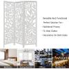 COTTON CRAFT Room Divider Wood Floor Screen – Kamal Antique White 4 Folding Panel 72×80 – Portable Reversible Functional Decorative Partition – Reversible Boho Freestanding Small Spaces Privacy(Tropical Flora – Antique White)