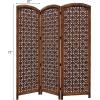 COTTON CRAFT Room Divider Wood Floor Screen – Kamal Antique White 4 Folding Panel 72×80 – Portable Reversible Functional Decorative Partition – Reversible Boho Freestanding Small Spaces Privacy(Taj – Antique Brown)