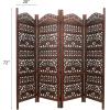 COTTON CRAFT Room Divider Wood Floor Screen – Kamal Antique White 4 Folding Panel 72×80 – Portable Reversible Functional Decorative Partition – Reversible Boho Freestanding Small Spaces Privacy(Hathi – Walnut Brown)
