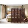 COTTON CRAFT Room Divider Wood Floor Screen – Kamal Antique White 4 Folding Panel 72×80 – Portable Reversible Functional Decorative Partition – Reversible Boho Freestanding Small Spaces Privacy(Kamal – Antique Brown)