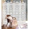 COTTON CRAFT Room Divider Wood Floor Screen – Kamal Antique White 4 Folding Panel 72×80 – Portable Reversible Functional Decorative Partition – Reversible Boho Freestanding Small Spaces Privacy(Kaveri – White)