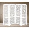 COTTON CRAFT Room Divider Wood Floor Screen – Kamal Antique White 4 Folding Panel 72×80 – Portable Reversible Functional Decorative Partition – Reversible Boho Freestanding Small Spaces Privacy(Kosi – White)
