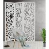 COTTON CRAFT Room Divider Wood Floor Screen – Kamal Antique White 4 Folding Panel 72×80 – Portable Reversible Functional Decorative Partition – Reversible Boho Freestanding Small Spaces Privacy(Tropical Flora – Antique White)