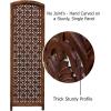 COTTON CRAFT Room Divider Wood Floor Screen – Kamal Antique White 4 Folding Panel 72×80 – Portable Reversible Functional Decorative Partition – Reversible Boho Freestanding Small Spaces Privacy(Taj – Antique Brown)