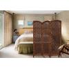 COTTON CRAFT Room Divider Wood Floor Screen – Kamal Antique White 4 Folding Panel 72×80 – Portable Reversible Functional Decorative Partition – Reversible Boho Freestanding Small Spaces Privacy(Taj – Antique Brown)