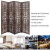 COTTON CRAFT Room Divider Wood Floor Screen – Kamal Antique White 4 Folding Panel 72×80 – Portable Reversible Functional Decorative Partition – Reversible Boho Freestanding Small Spaces Privacy(Scroll – Antique Brown)