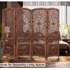 COTTON CRAFT Room Divider Wood Floor Screen – Kamal Antique White 4 Folding Panel 72×80 – Portable Reversible Functional Decorative Partition – Reversible Boho Freestanding Small Spaces Privacy(Kosi – Brown)