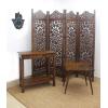 COTTON CRAFT Room Divider Wood Floor Screen – Kamal Antique White 4 Folding Panel 72×80 – Portable Reversible Functional Decorative Partition – Reversible Boho Freestanding Small Spaces Privacy(Kamal – Antique Brown)