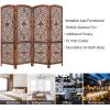 COTTON CRAFT Room Divider Wood Floor Screen – Kamal Antique White 4 Folding Panel 72×80 – Portable Reversible Functional Decorative Partition – Reversible Boho Freestanding Small Spaces Privacy(Kosi – Brown)