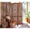 COTTON CRAFT Room Divider Wood Floor Screen – Kamal Antique White 4 Folding Panel 72×80 – Portable Reversible Functional Decorative Partition – Reversible Boho Freestanding Small Spaces Privacy(Kosi – Brown)