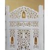 COTTON CRAFT Room Divider Wood Floor Screen – Kamal Antique White 4 Folding Panel 72×80 – Portable Reversible Functional Decorative Partition – Reversible Boho Freestanding Small Spaces Privacy(Ghanti Bells – Antique White)